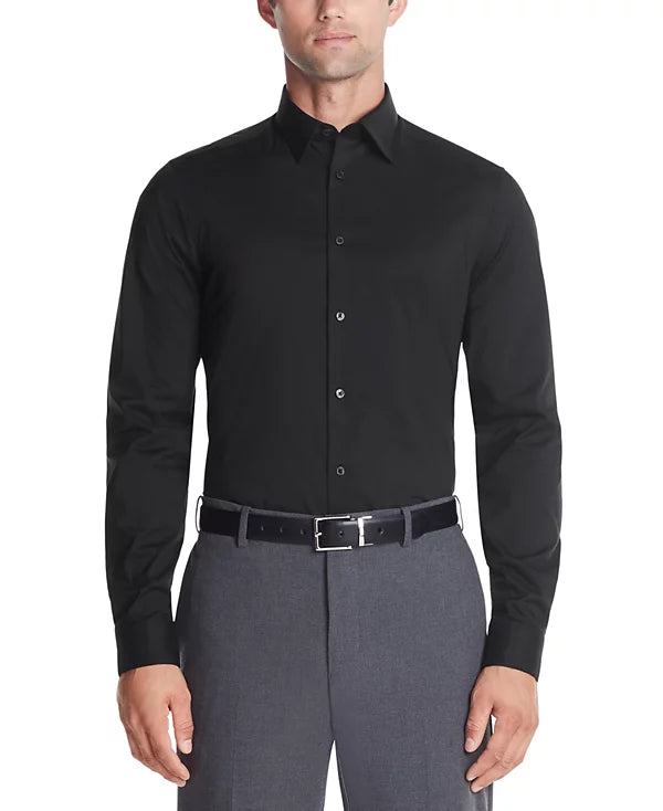 Calvin Klein Men's Slim-Fit Stretch Dress Shirt  Black 17 32/33