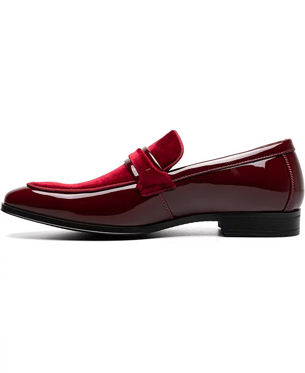 Stacy Adams Men's Spratley Moc Toe Saddle Slip On Loafer  Burgundy Size 9.5