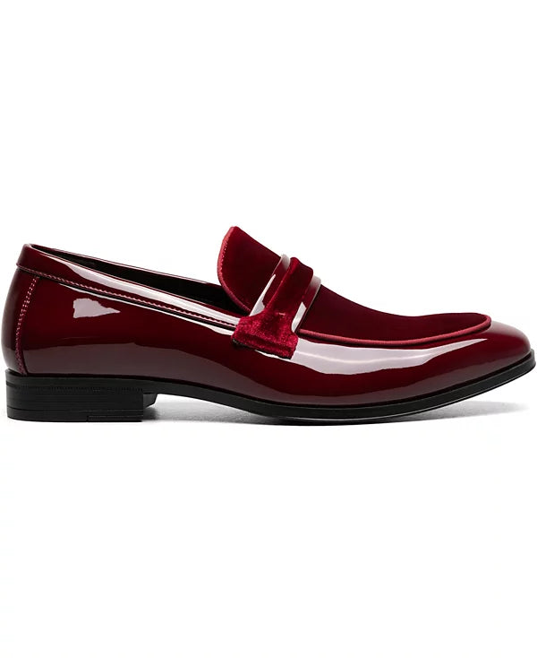 Stacy Adams Men's Spratley Moc Toe Saddle Slip On Loafer  Burgundy Size 9.5