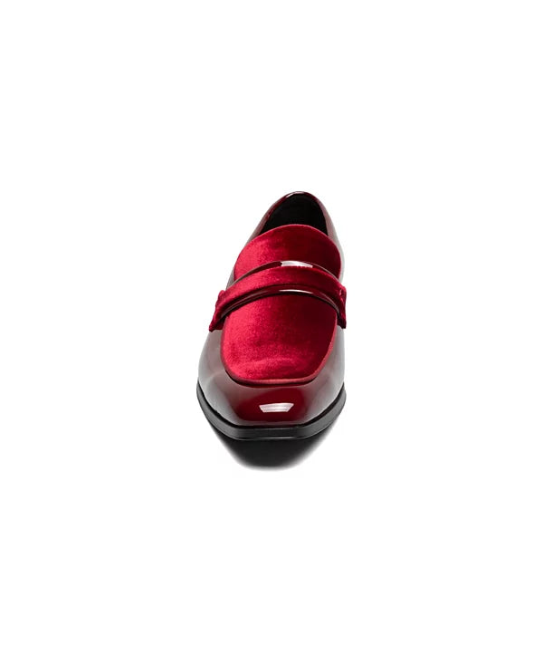 Stacy Adams Men's Spratley Moc Toe Saddle Slip On Loafer  Burgundy Size 9.5