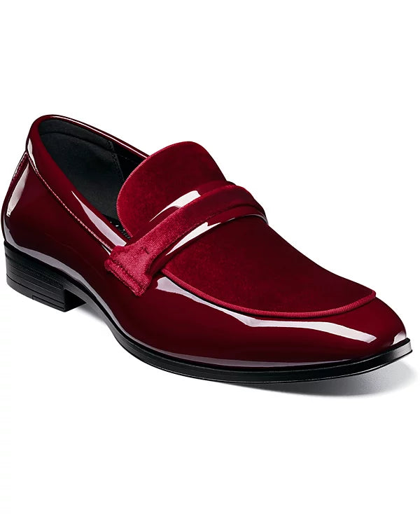 Stacy Adams Men's Spratley Moc Toe Saddle Slip On Loafer  Burgundy Size 9.5