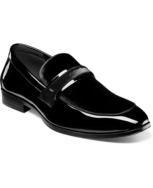 Stacy Adams Men's Spratley Moc Toe Saddle Slip On Loafer  Black Size 11.5