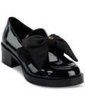 KARL LAGERFELD PARIS Women's Camilia Bow Slip-On Loafers  Black Patent Size 9.5