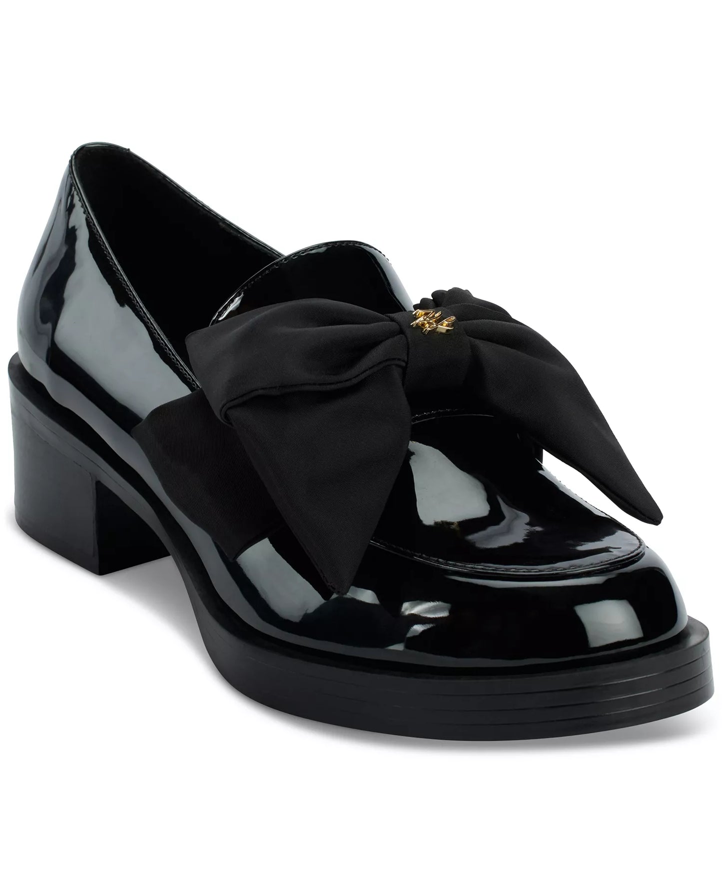KARL LAGERFELD PARIS Women's Camilia Bow Slip-On Loafers  Black Patent Size 9.5