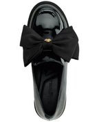 KARL LAGERFELD PARIS Women's Camilia Bow Slip-On Loafers  Black Patent Size 9.5