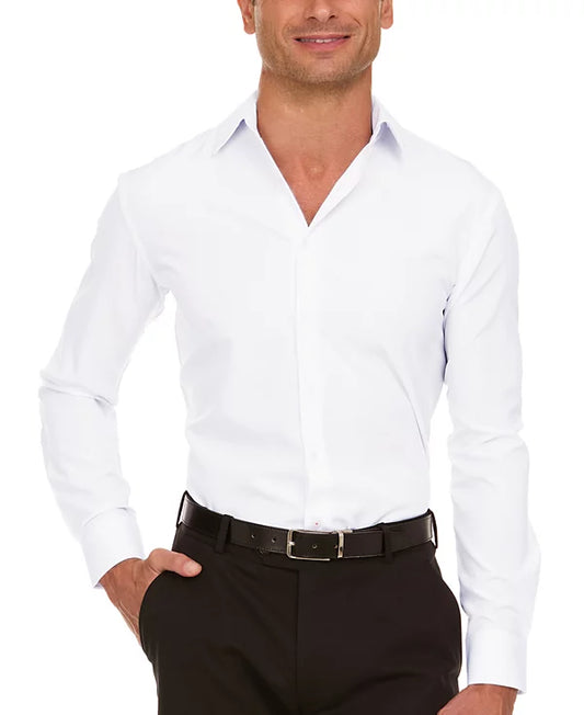Nautica Men's Slim-Fit Supershirt Dress Shirt  White Size L 16/16.5 32/33
