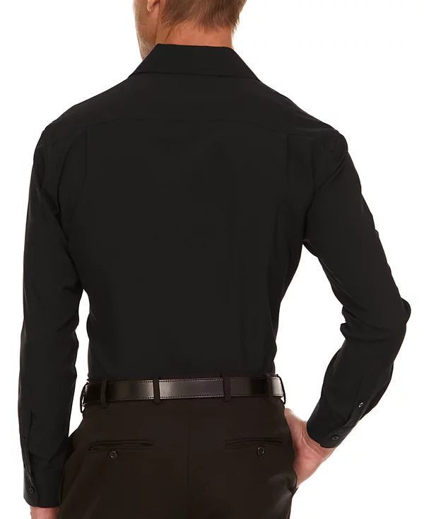 Nautica Men's Slim Fit Supershirt Dress Shirt  Black 15/15.5 34/35