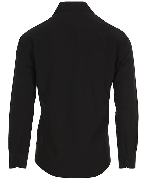 Nautica Men's Slim Fit Supershirt Dress Shirt  Black 15/15.5 34/35