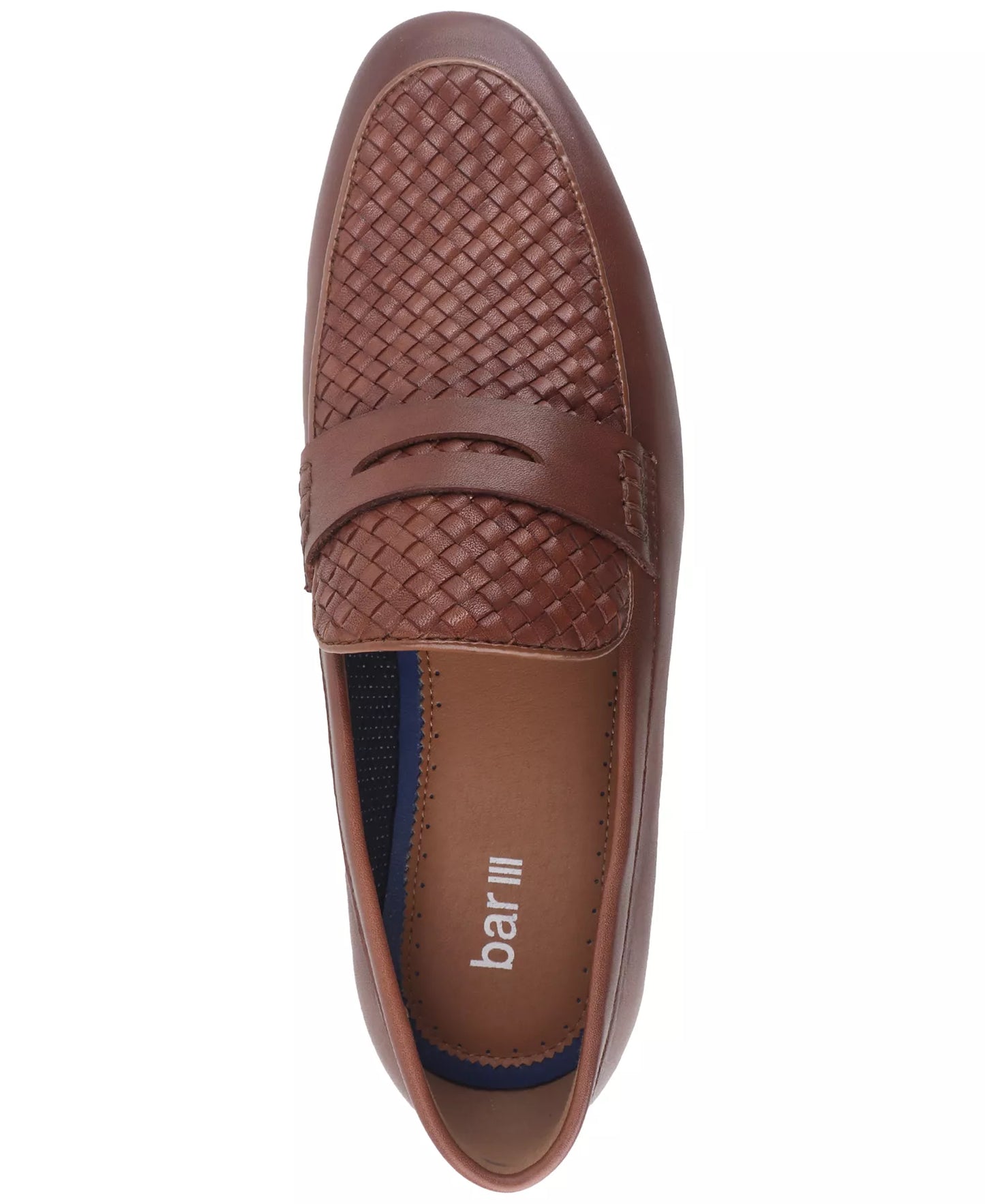 Bar III Men's Beau Basketweave Apron Toe Penny Loafers  Brown Sm Size 10.5