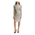 VINCE CAMUTO Petite Zippered Ruched 3/4 Sleeve Dress  Color Metallic Gold Size 6P
