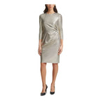 VINCE CAMUTO Petite Zippered Ruched 3/4 Sleeve Dress  Color Metallic Gold Size 6P