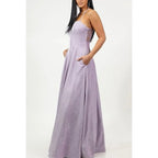 City Studios Juniors Sleeveless Glitter Lace-Back Evening Dress  Lavender Size 5/6