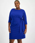 Tahari Plus Size Round-Neck Side-Tie Sheath Dress  Color Cobalt Size 20W