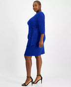 Tahari Plus Size Round-Neck Side-Tie Sheath Dress  Color Cobalt Size 20W