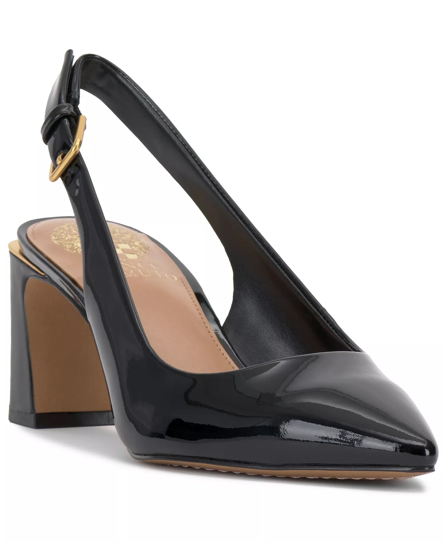 Vince Camuto Women's Hamden Buckle Slingback Pumps   Black Patent Size 8.5