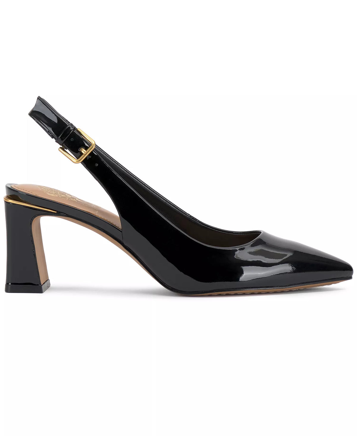 Vince Camuto Women's Hamden Buckle Slingback Pumps   Black Patent Size 8.5