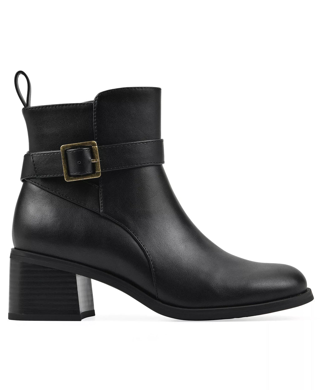 White Mountain Women's Narrows Heeled Booties  Black Burnished Smooth Size 7.5