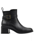 White Mountain Women's Narrows Heeled Booties  Black Burnished Smooth Size 7.5