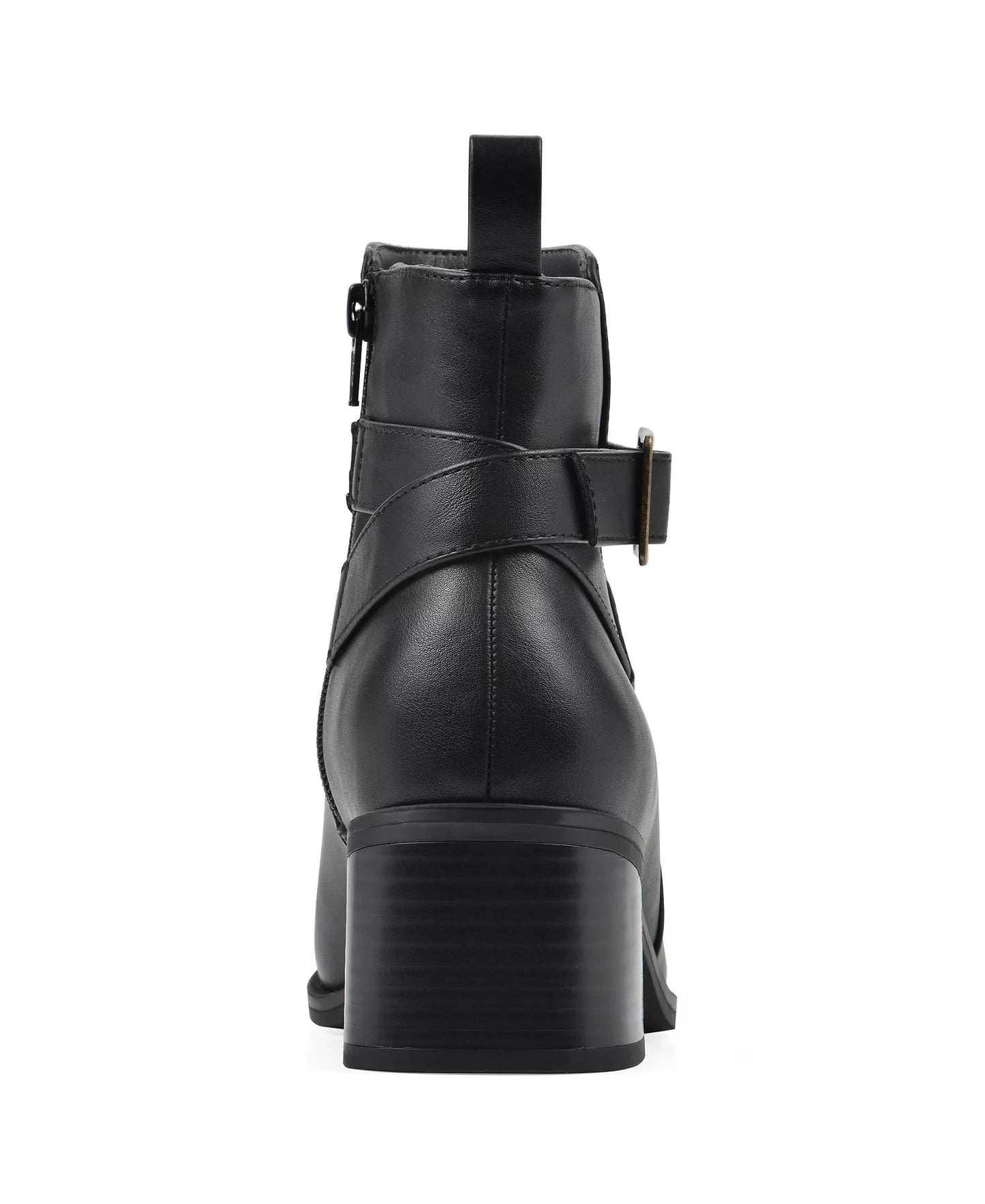 White Mountain Women's Narrows Heeled Booties  Black Burnished Smooth Size 7.5