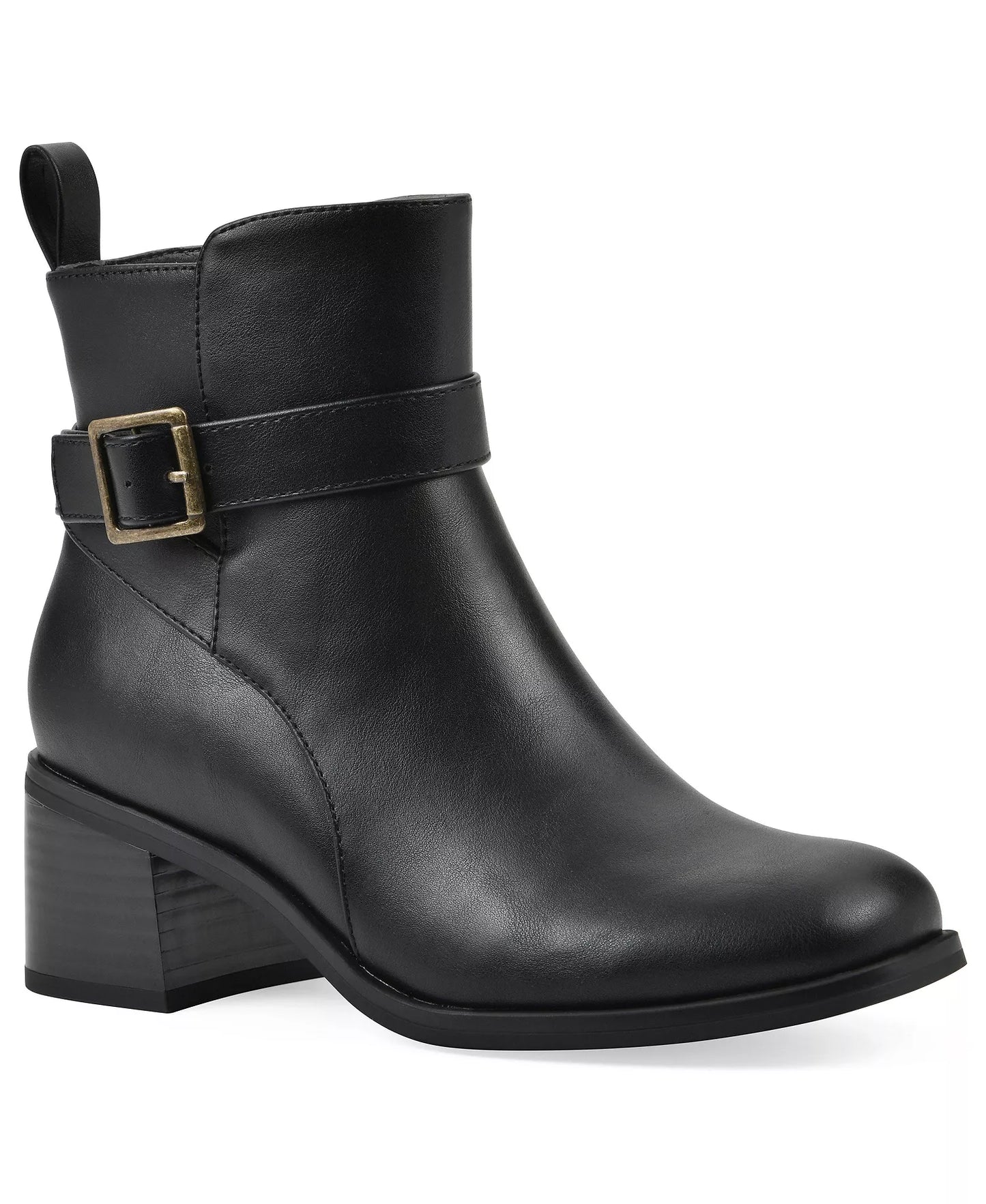 White Mountain Women's Narrows Heeled Booties  Black Burnished Smooth Size 7.5