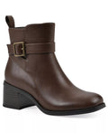 White Mountain Women's Narrows Heeled Booties  Mocha Burnished Smooth Size 5.5