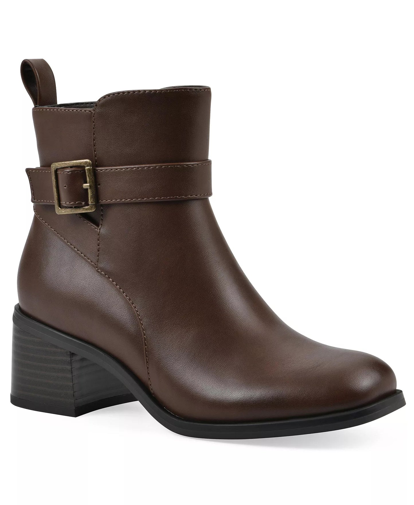 White Mountain Women's Narrows Heeled Booties  Mocha Burnished Smooth Size 5.5