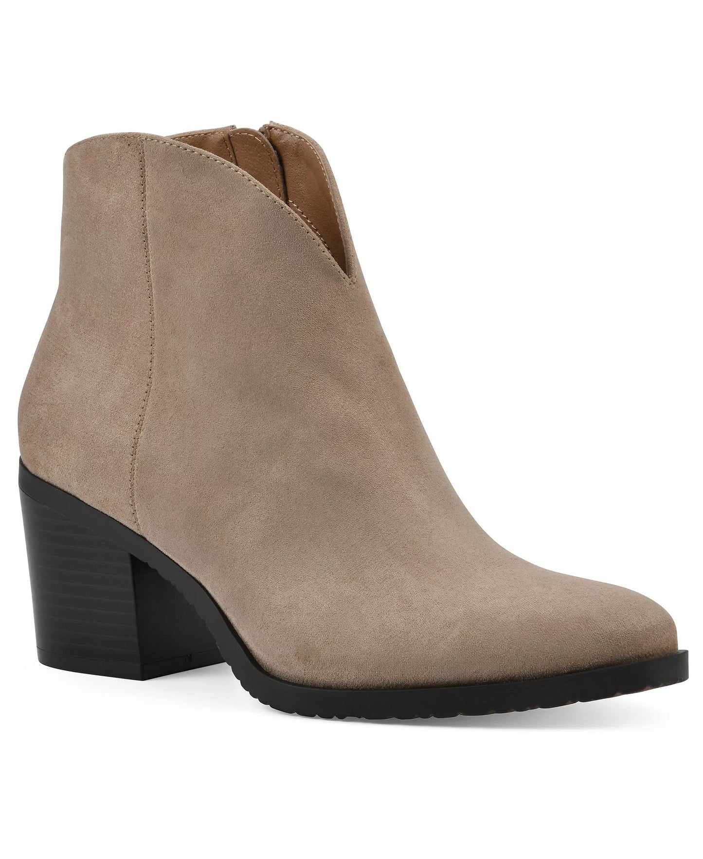 White Mountain Women's Tattles Western Block Heel Booties  Beachwood Fabric Size 7