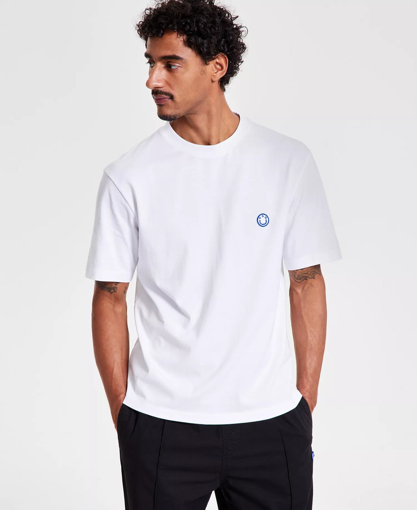 Hugo Boss Men's Niley Short Sleeve Crewneck Logo T-Shirt  White Size L