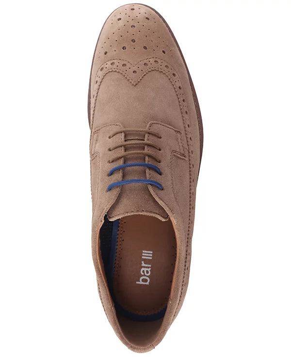 Bar III Men's Ashwell Longwing Oxfords  Tan Suede Size 9