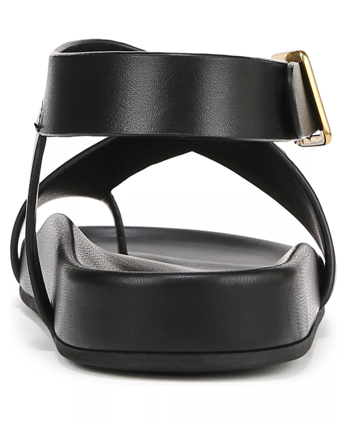 Franco Sarto Women's Blair Toe Loop Buckle Flat Sandals  Black Leather Size 8.5