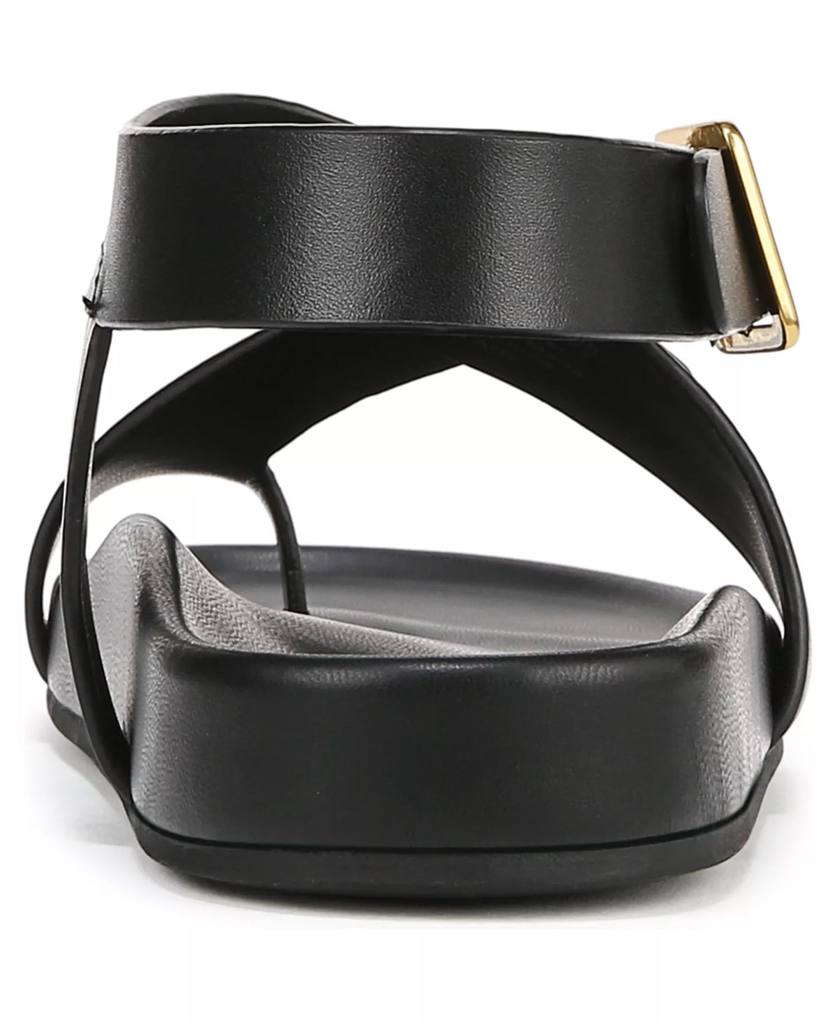 Franco Sarto Women's Blair Toe Loop Buckle Flat Sandals  Black Leather Size 8.5
