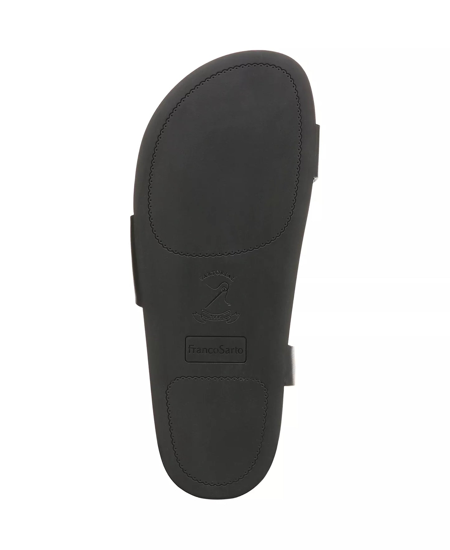 Franco Sarto Women's Blair Toe Loop Buckle Flat Sandals  Black Leather Size 8.5