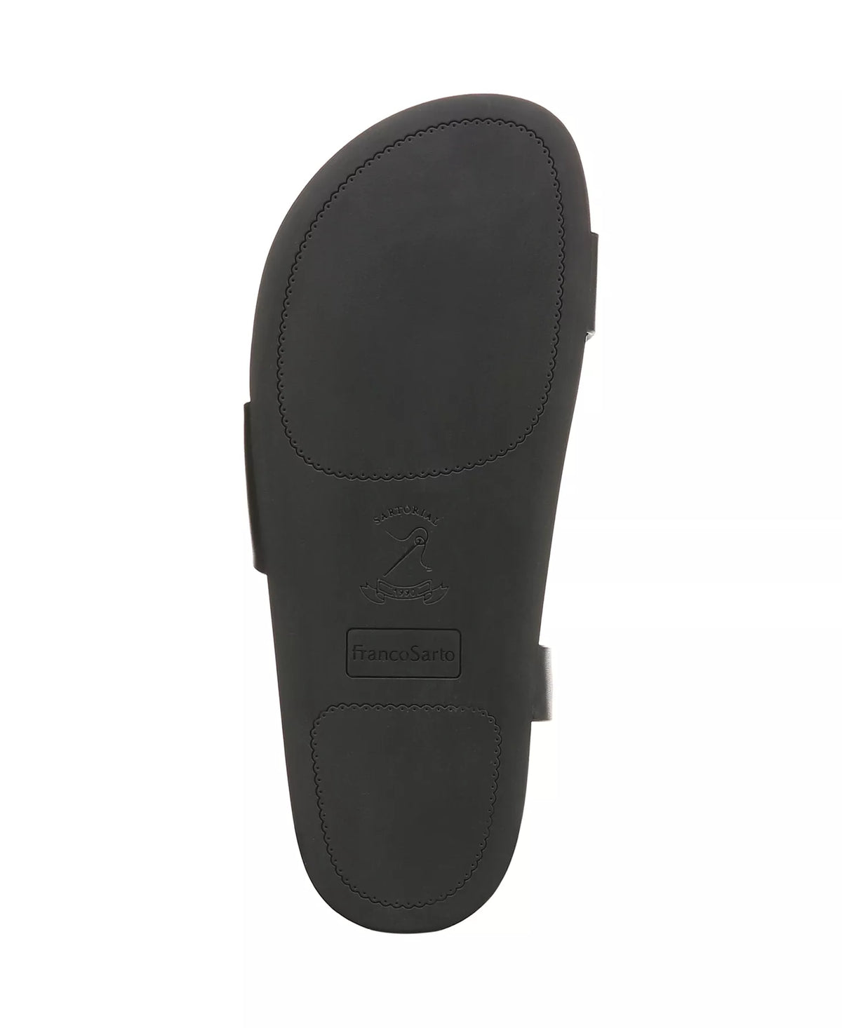 Franco Sarto Women's Blair Toe Loop Buckle Flat Sandals  Black Leather Size 8.5