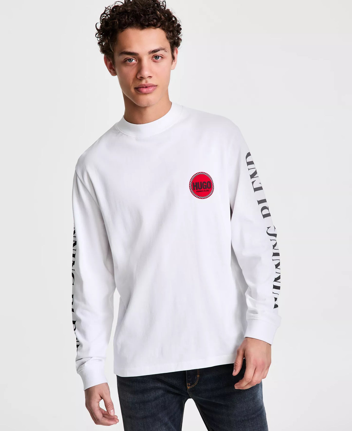 Hugo Boss Men's Dicruse Relaxed Fit Long Sleeve T-Shirt  White Size 2XL