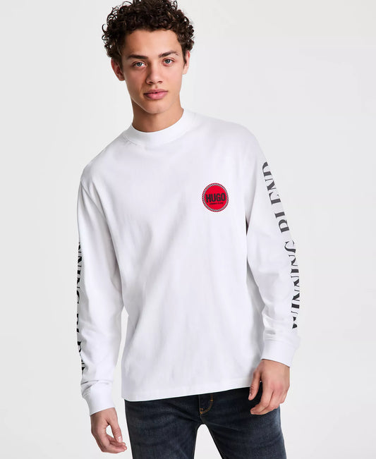 Hugo Boss Men's Dicruse Relaxed Fit Long Sleeve T-Shirt  White Size 2XL