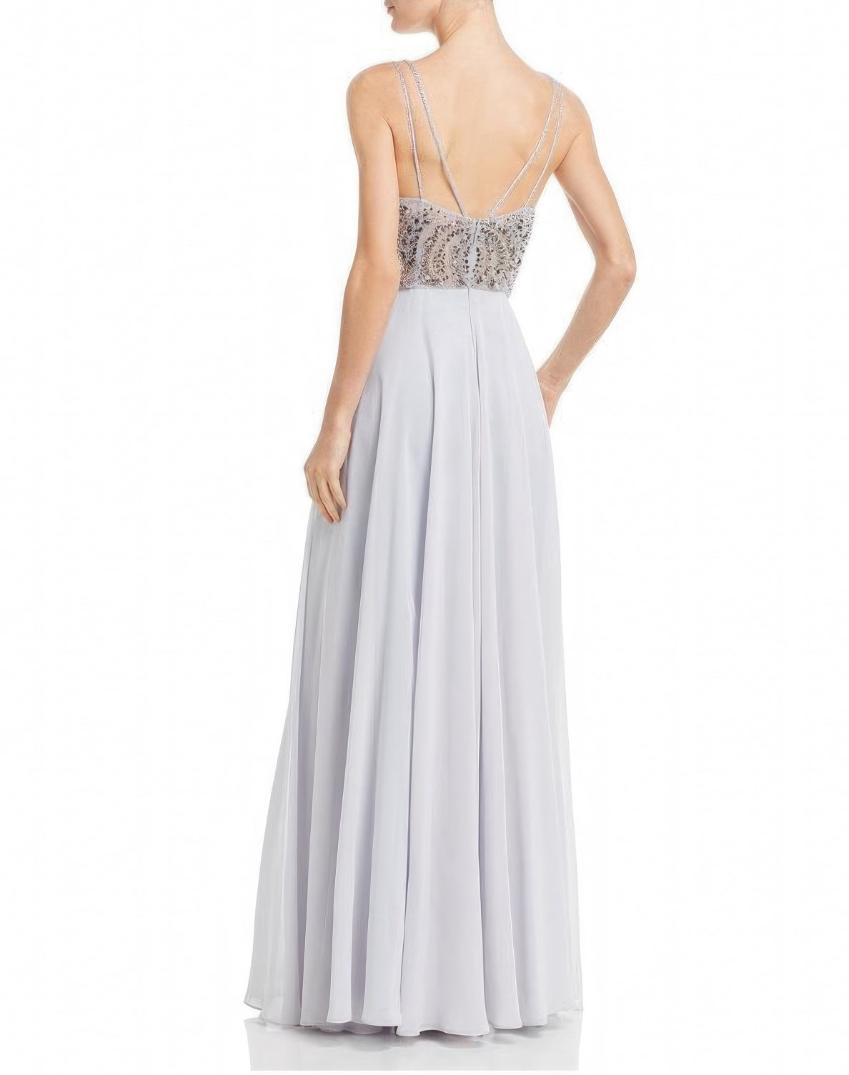 Aqua Women’s Embellished Slit Formal Dress  Color Silver Size 4