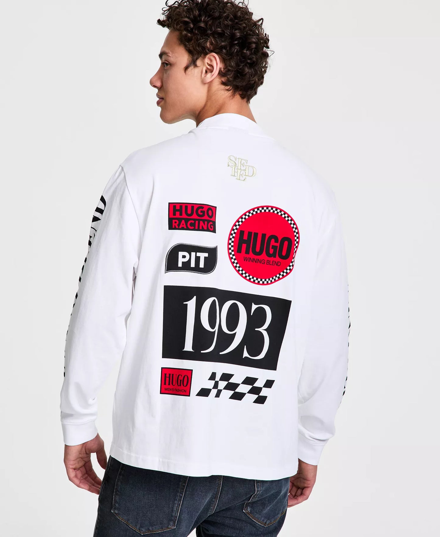 Hugo Boss Men's Dicruse Relaxed Fit Long Sleeve T-Shirt  White Size 2XL