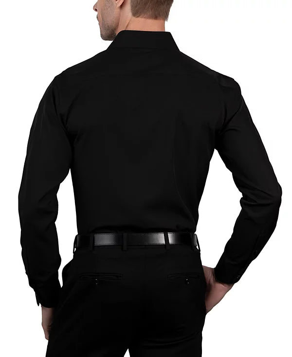 Nautica Men's Slim Fit Supershirt Dress Shirt  Black 15/15.5 34/35