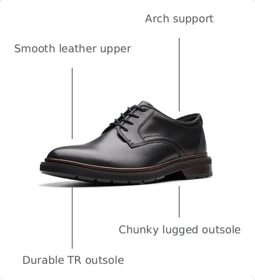 Clarks Men's Burchill Derby Lace Up Dress Shoes  Black Size 12