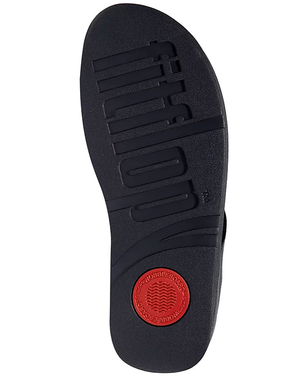 FitFlop Women's Fino Multi-Stone Leather Wedge Sandals  Midnight Navy Size 8
