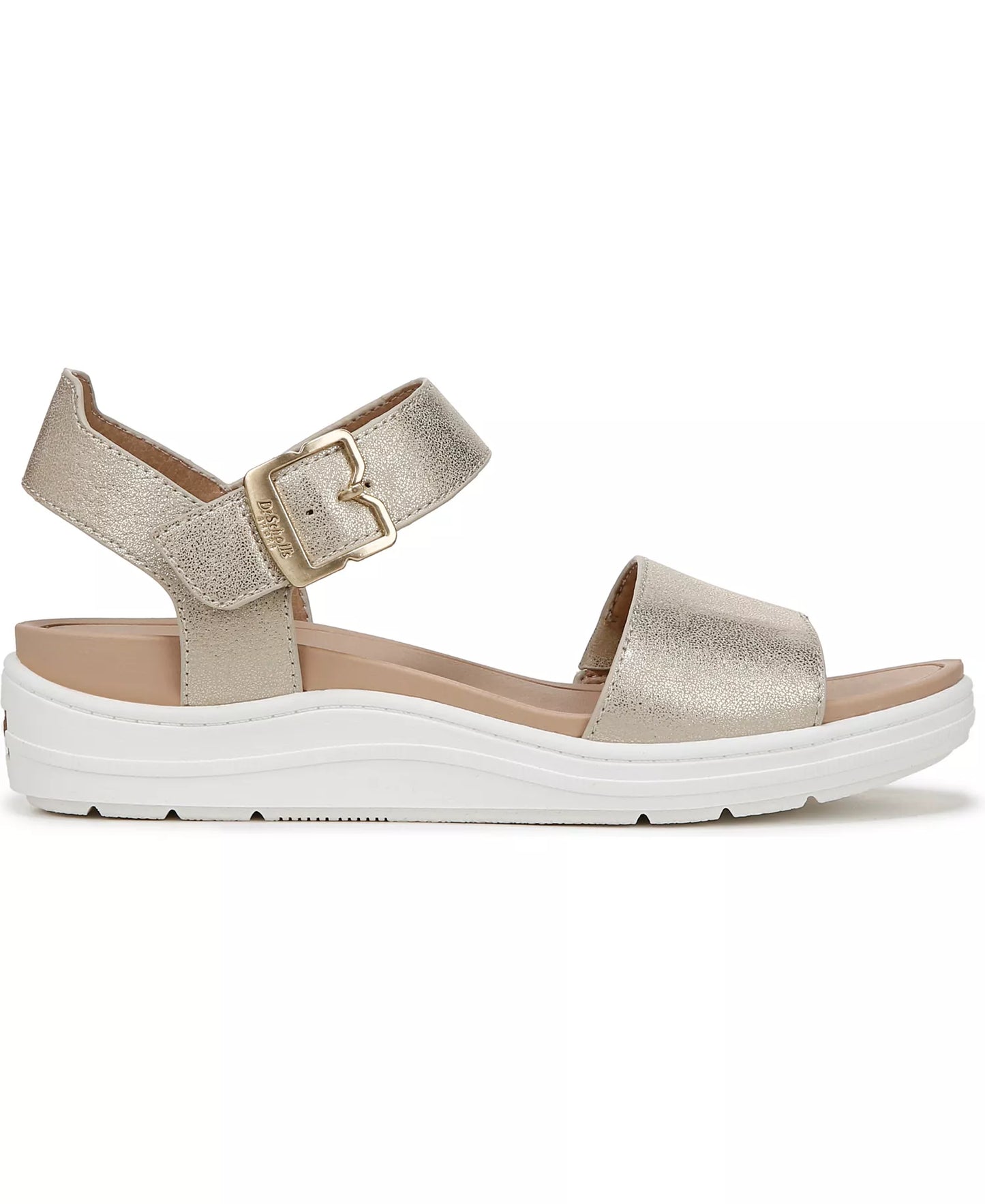 Dr. Scholl's Women's Time Off Sky Sport Wedge Sandals  Gold Faux Leather Size 7