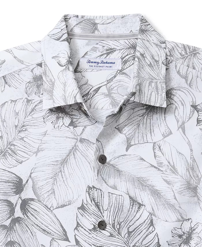 Tommy Bahama Men's Coastal Cool Frond Graphic Shirt  Light Grey Size L