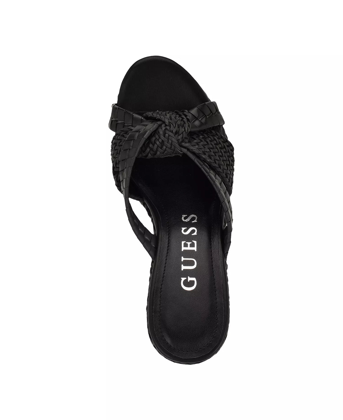 GUESS Women's Eveh Knotted Jute Platform Wedge Sandals  Black Size 8