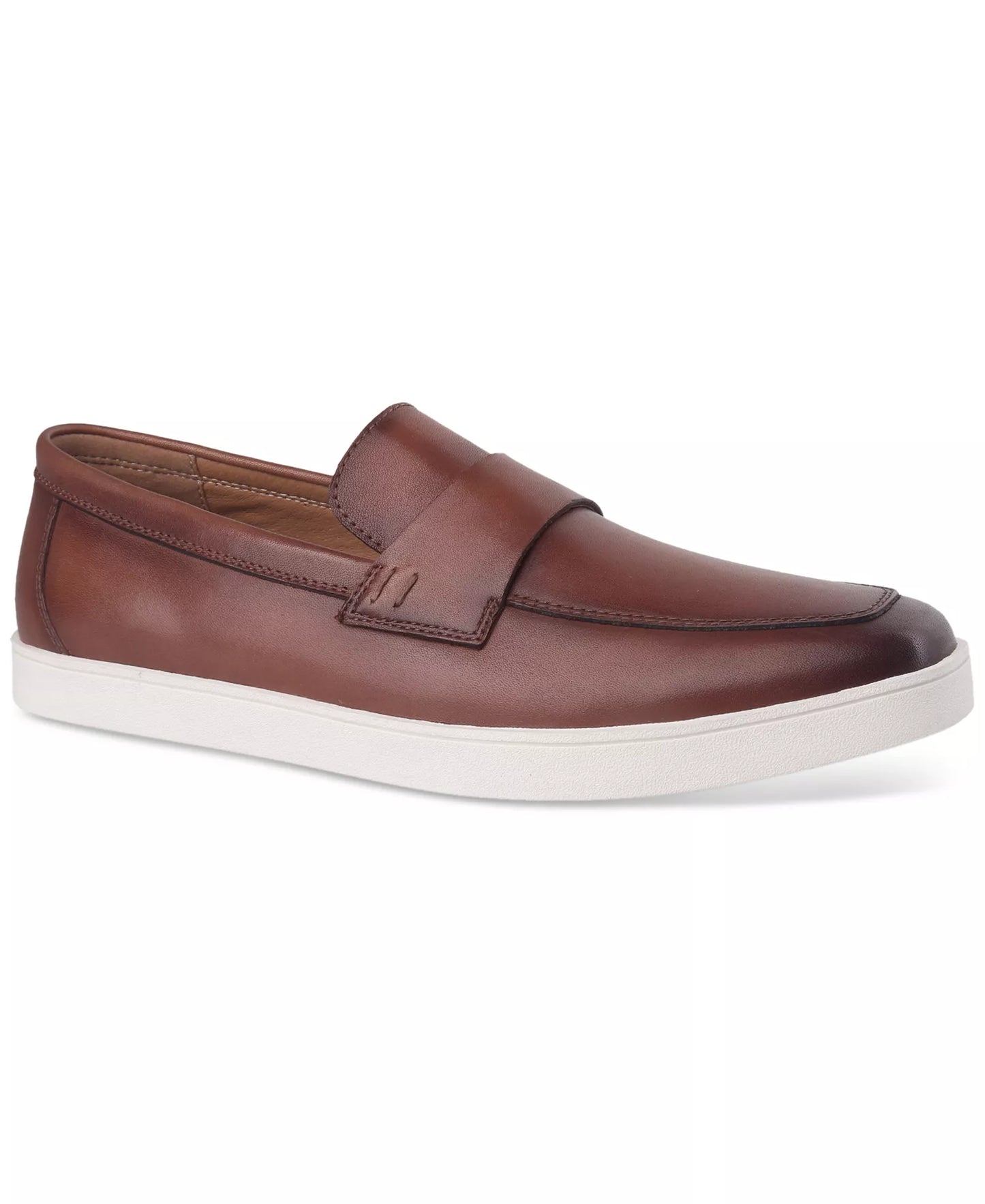 Alfani Men's Callumm Leather Slip-On Saddle Loafers  Burnt Copper Size 10