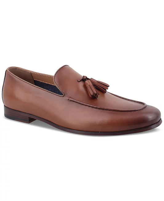 Bar III Men's Benjiee Leather Slip-On Tassel Loafers  Burnt Copper Leather Size 12