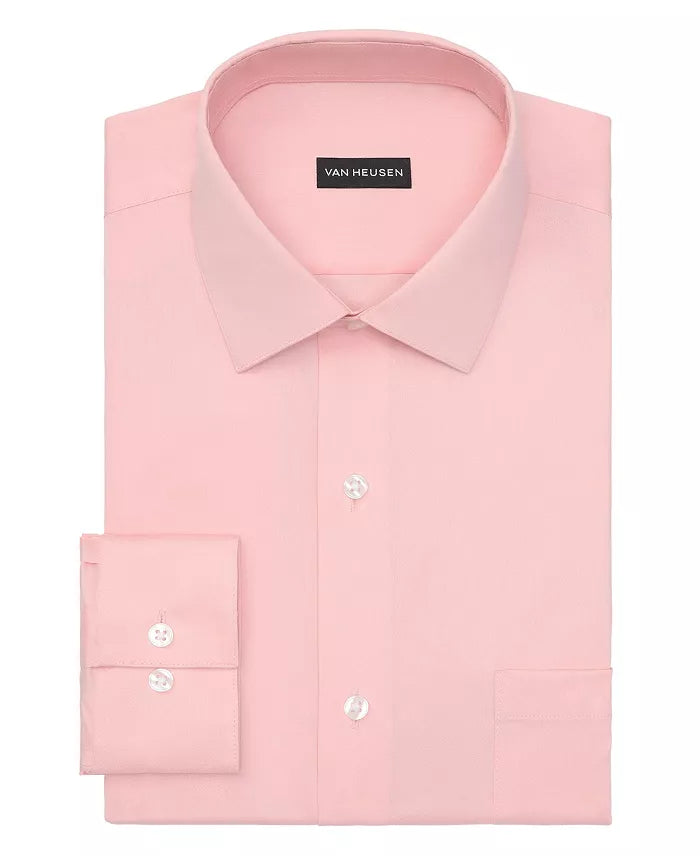 Van Heusen Men's Regular Fit Ultra Wrinkle Free Spread Collar Dress Shirt  Coral 15/15.5 34/35