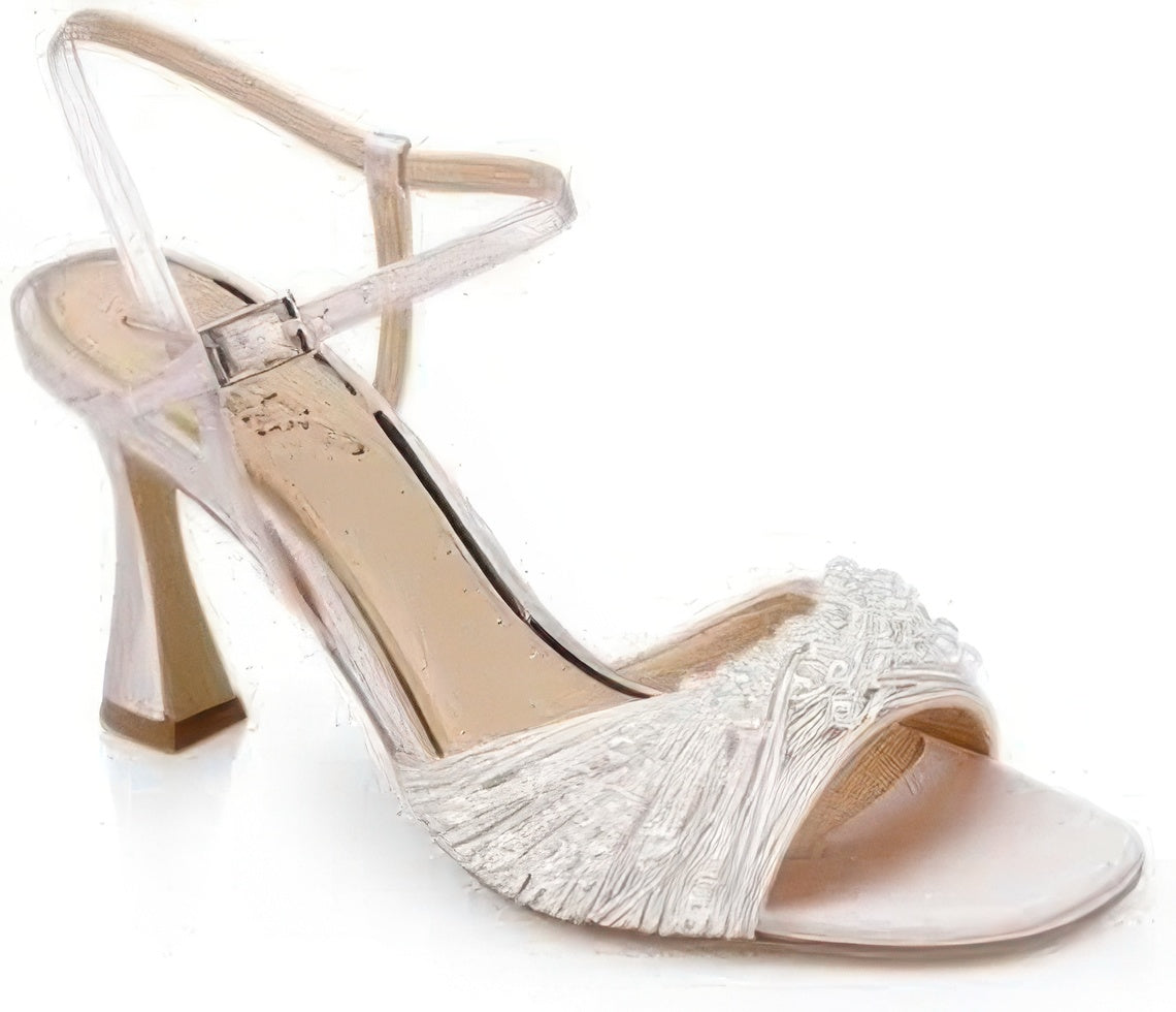 Jewel Badgley Mischka Women's Fanny Pearl Stiletto Heel Sandals  Silver Metallic Size 7.5