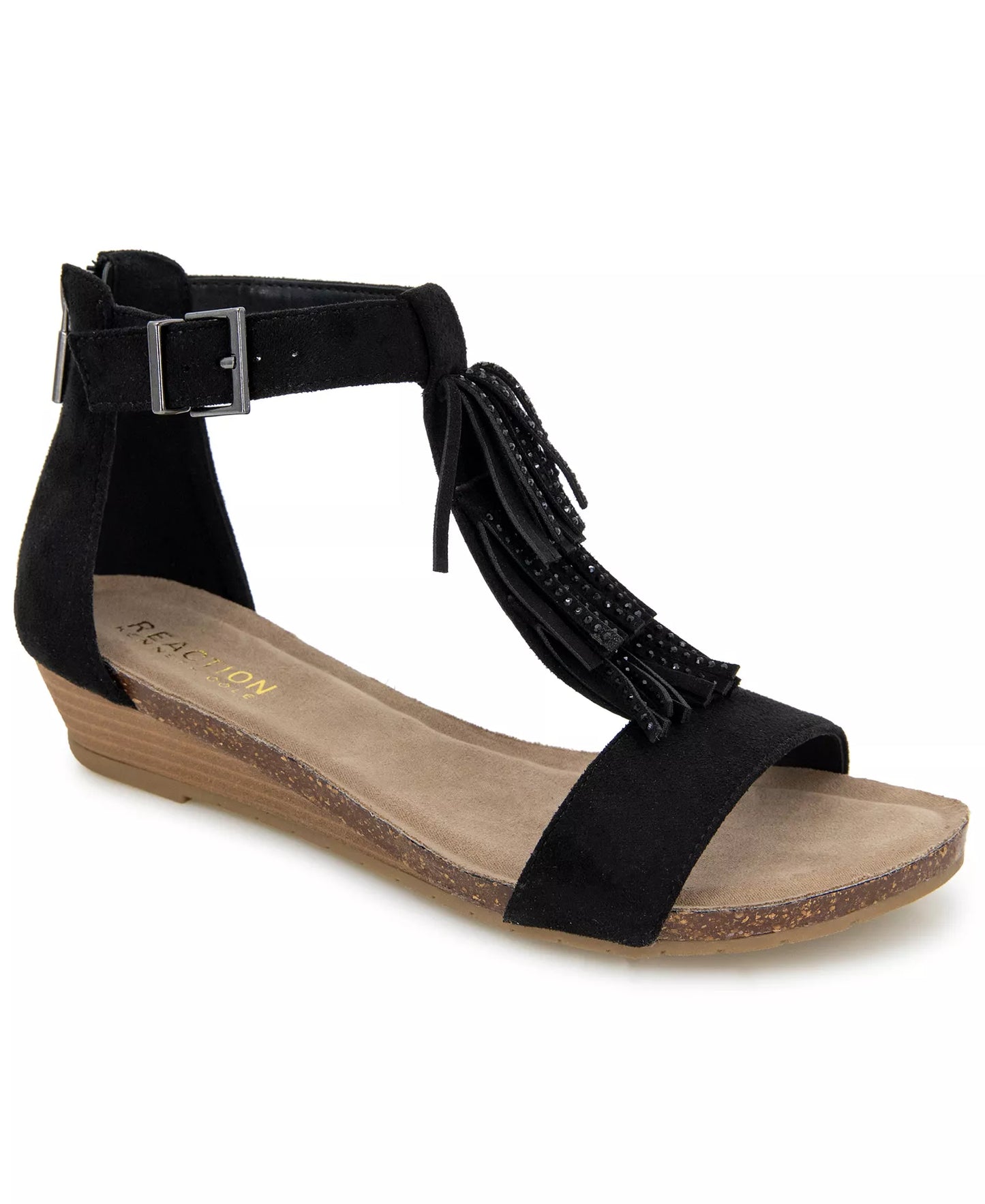 Kenneth Cole Reaction Women's Glytoni Almond Toe Wedge Sandals  Black Size 8.5