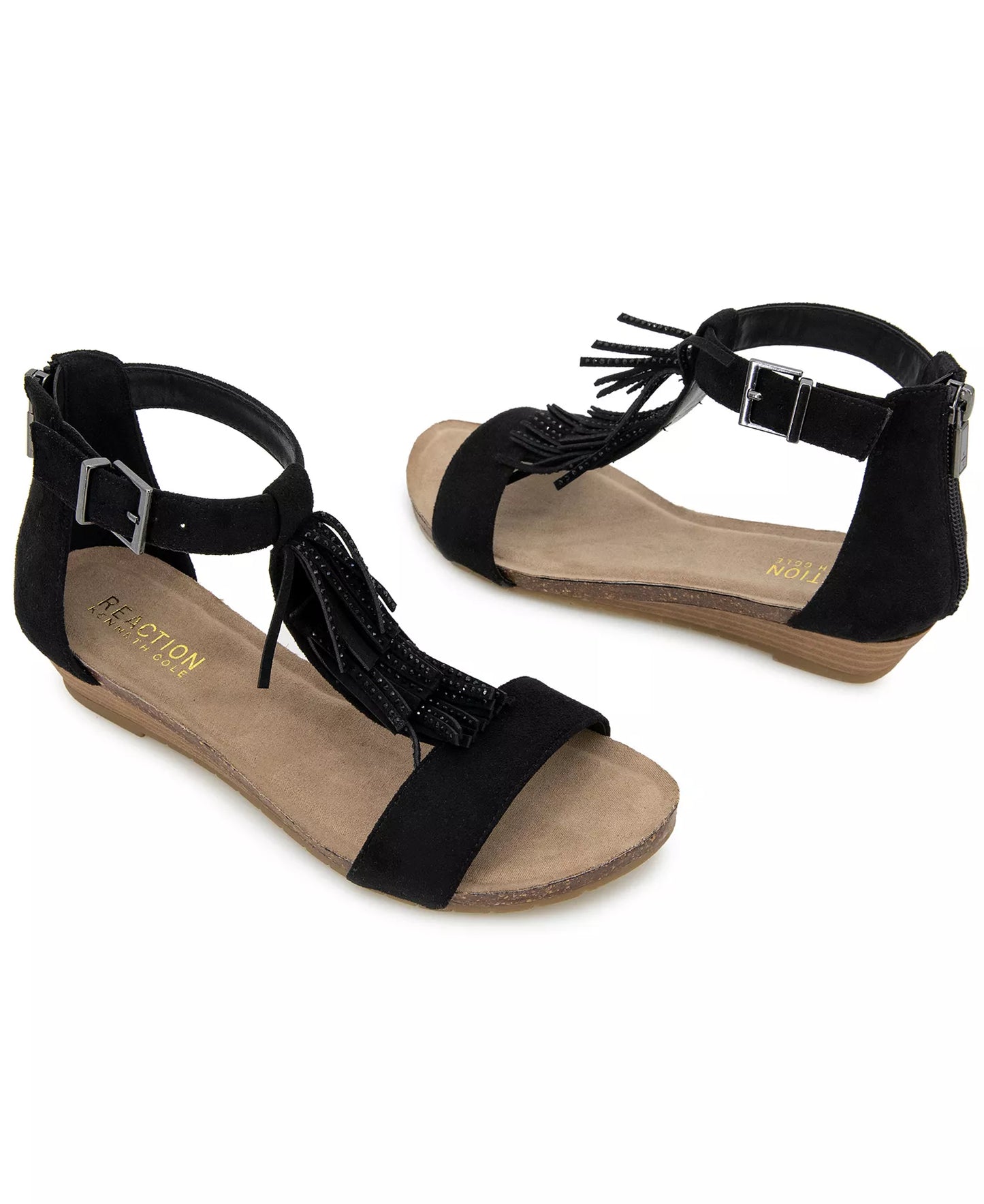 Kenneth Cole Reaction Women's Glytoni Almond Toe Wedge Sandals  Black Size 8.5