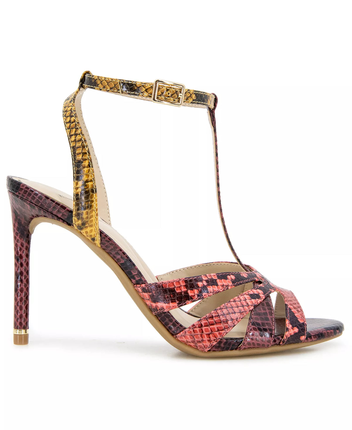 Kenneth Cole New York Women's Liona T-Strap Dress Sandals  Multi Postal Snake Size 8